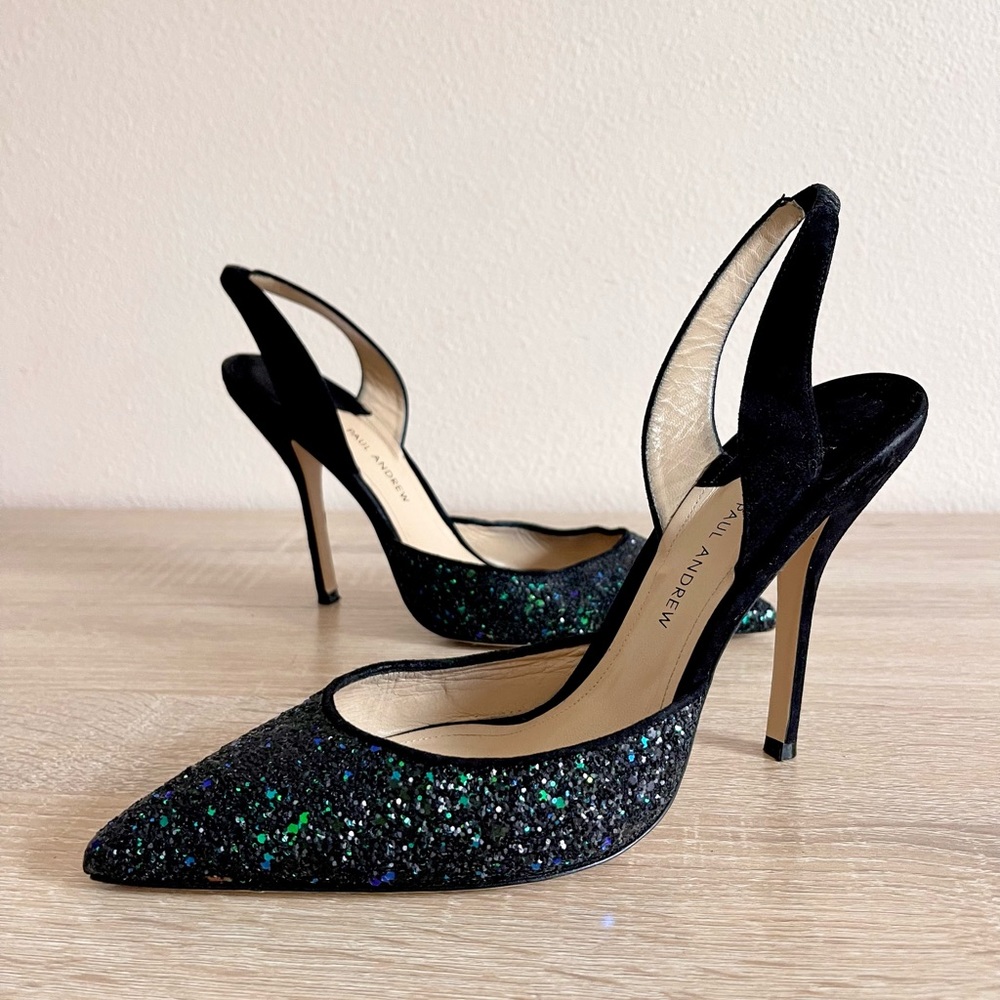Paul Andrew twilight sparkle Suede Slingback heels Sz 9.5 - Picture 2 of 7